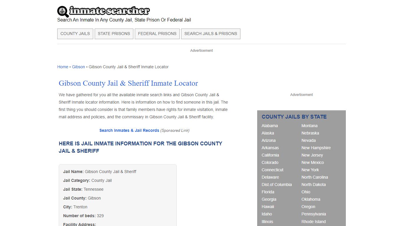 Gibson County Jail & Sheriff Inmate Locator - Inmate Searcher